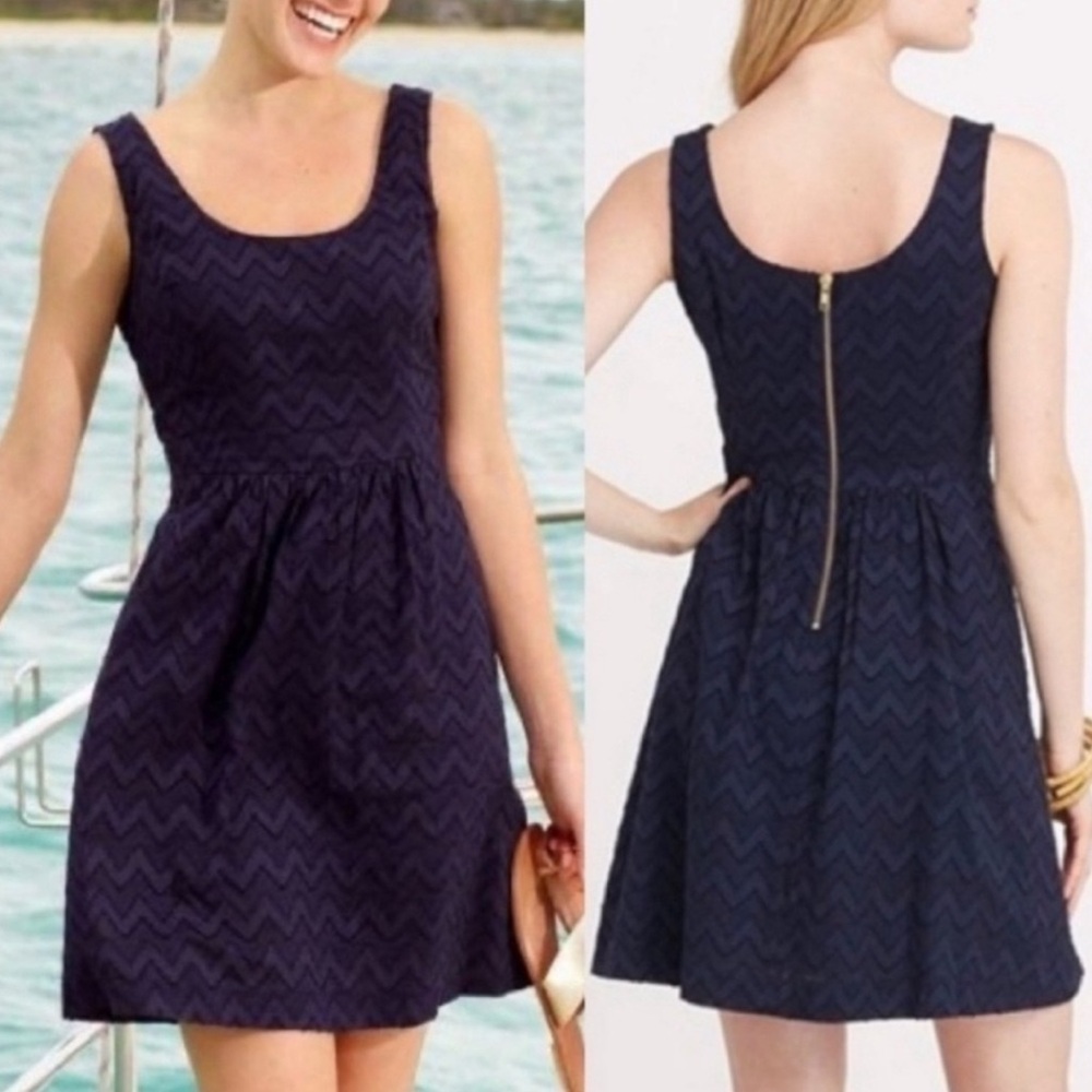 Vineyard Vines Navy Chevron Jacquard Dress